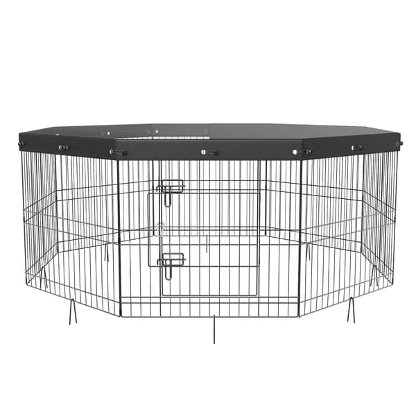 Hundlekhage, 8-panels vikbar metall med topplock, 24 tum
