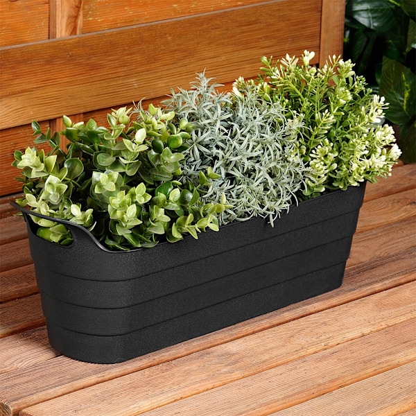 Havekrukke af plast, sort, aflang, 44,5 cm