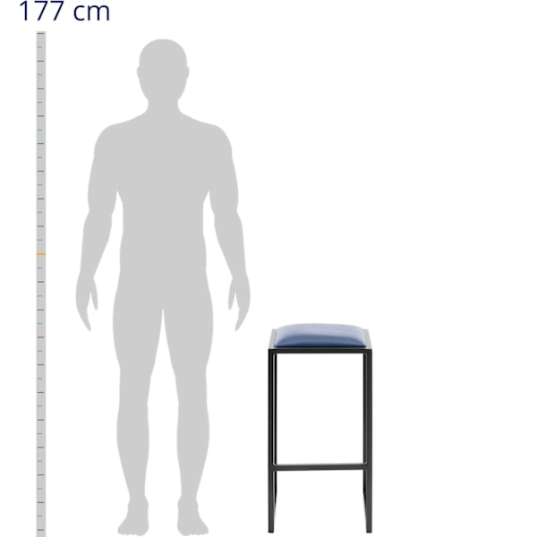 Metallinen loft-baarijakkara mustalla ja sinisellä verhoilulla - 2 kpl.