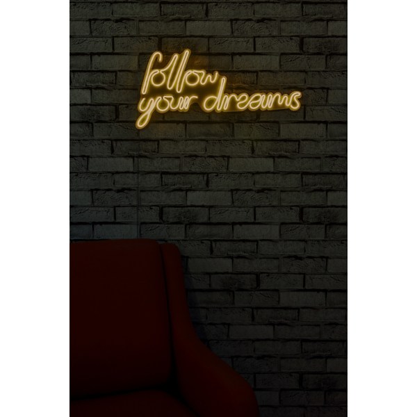 Dekorativ Plast Led-belysning Follow Your Dreams - Gul