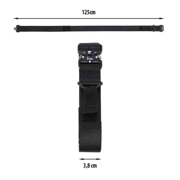 Tactical Belt, Sort, 125 cm, Heavy-Duty
