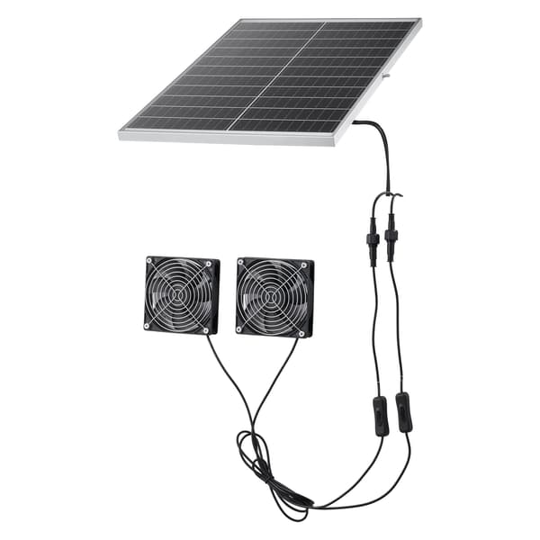 Soldrevet udsugningsventilator, 30W panel, dobbelte ventilatorer