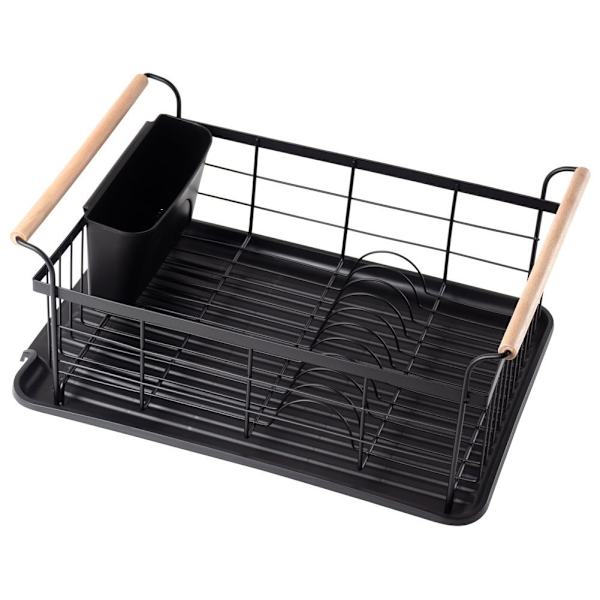 Elegant sort opvaskestativ med drypbakke og plads til det hele