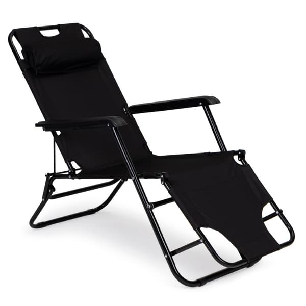 Havestol med nakkestøtte, foldbart design, sort