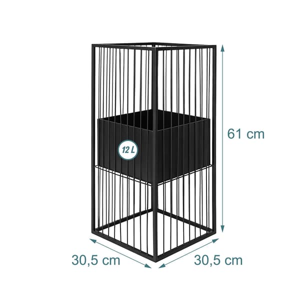 Svart växtställ i järn, 61 cm – Modern gitterdesign
