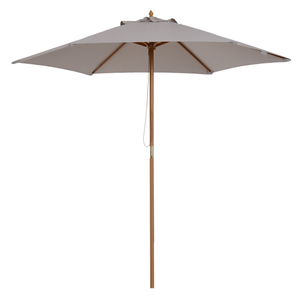 Parasolhaveparaply Med 3-Lags Solbeskyttelse, Bambus & 180/㎡ Polyester, Grå, Ø2,5 X 2,3 M