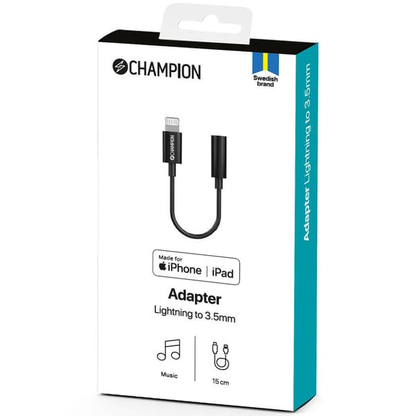 Lightning til 3,5 mm adapter, sort