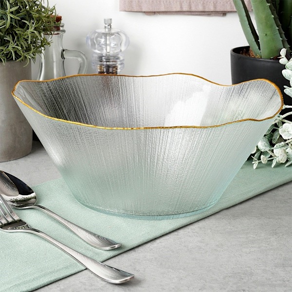Salatskål glas guld 27 cm, 2,8 l