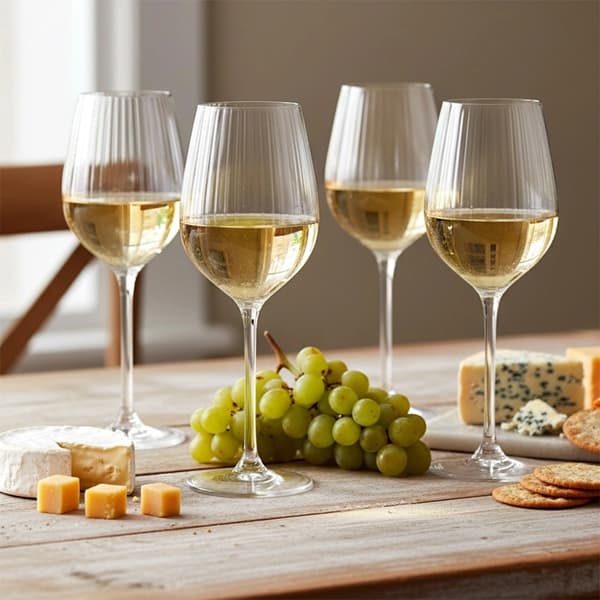 Set med 4 vinglas, 380 ml, ribbad design