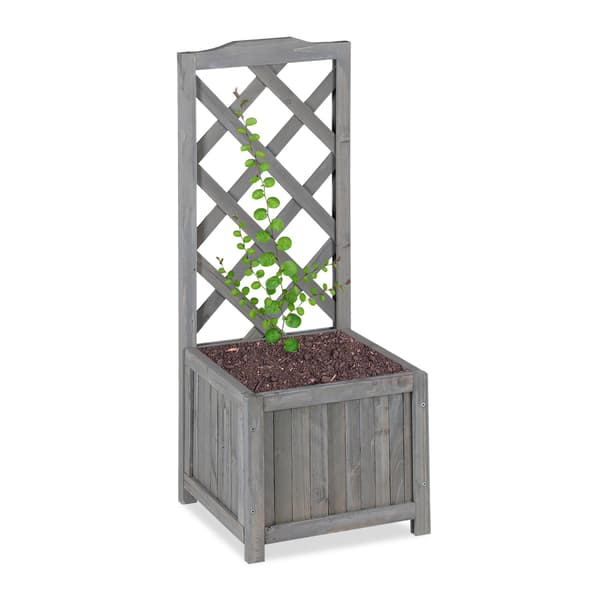 Grå plantekasse med espalier