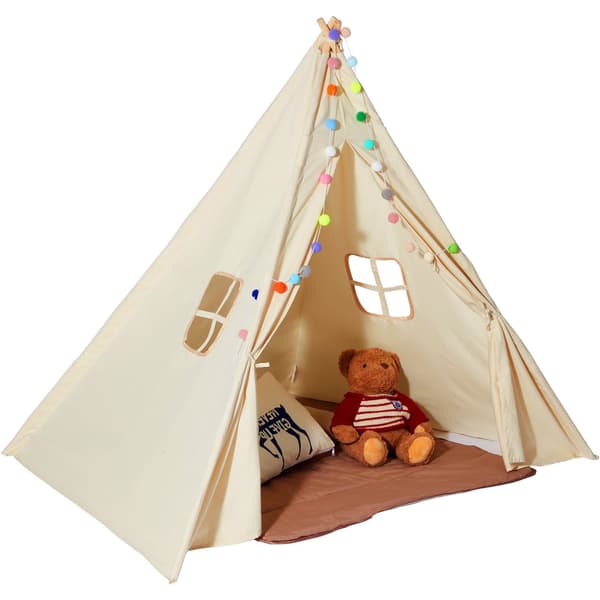Børneteppe med måtte, vinduer, beige, 1-5 år