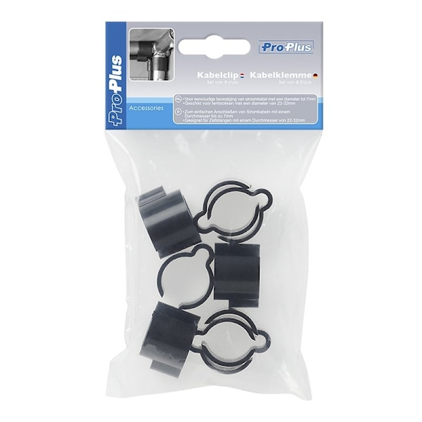 Kabelklemme sort 22-32mm - sæt med 8 stk