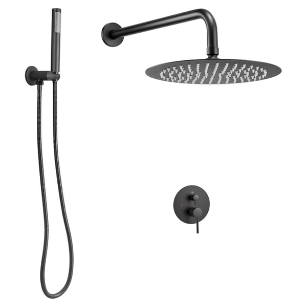 Mattsvart duschblandare, 25 cm regnduschmunstycke, handhållen