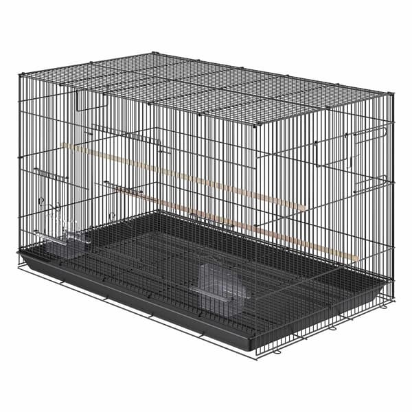 76 cm metallfågelbur med rullande stativ och utdragbar bricka