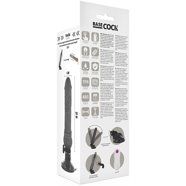 Basecock - Realistic Vibrator -kaukosäädin musta 19,5 cm -O- 4 cm