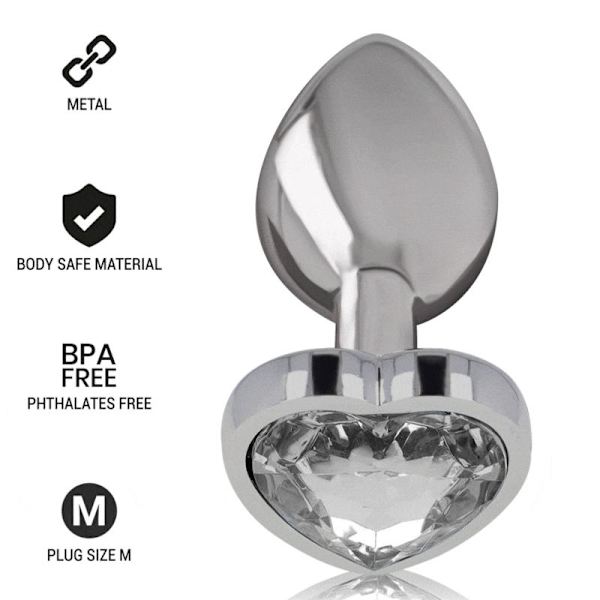 Intense - Aluminium Metal Anal Plug White Heart Storlek M