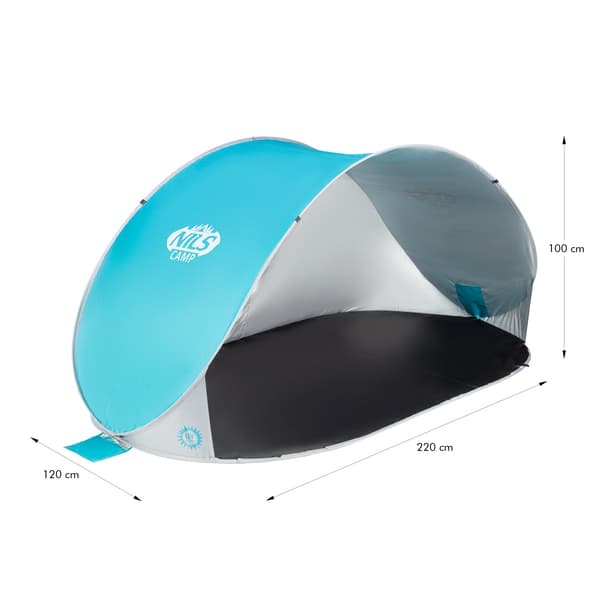 Pop Up strandtält, turkos-grå, UV-skydd