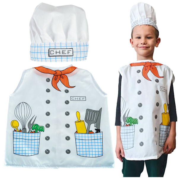 Kostym karneval kock bagare 3-8 år gammal