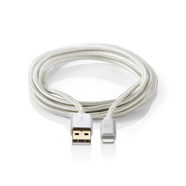 Lightning Kabel | USB 2.0 | Apple Lightning, 8-stifts | USB-A Hane | 480 Mbps | Guldplaterad | 2.00 m | Rund | Flätad / Nylon | Aluminium | Kartong me