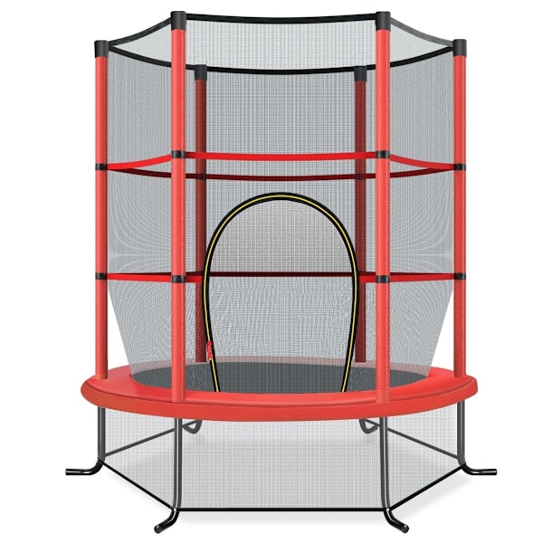 Ø140 cm havetrampolin med sikkerhedsnettrampolin kan holde op til 135 kg til børn fra 3 år og derover rød