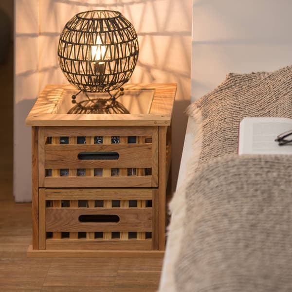 Sidobord i valnöt med 2 lådor