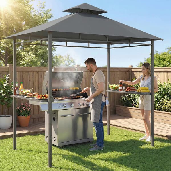 Grillpavillon 2,4x1,4m, ventileret tag, sidehylder