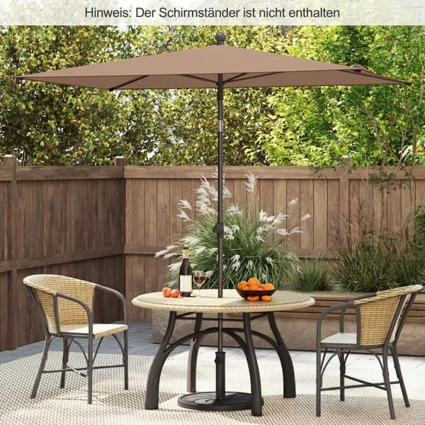 Rektangulær balkonparasol, justerbar vippefunktion, brun, 213x140 cm