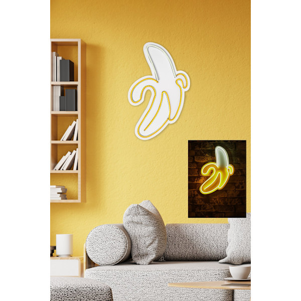 Dekorativ Plast Led Belysning Banan - Gul Hvid