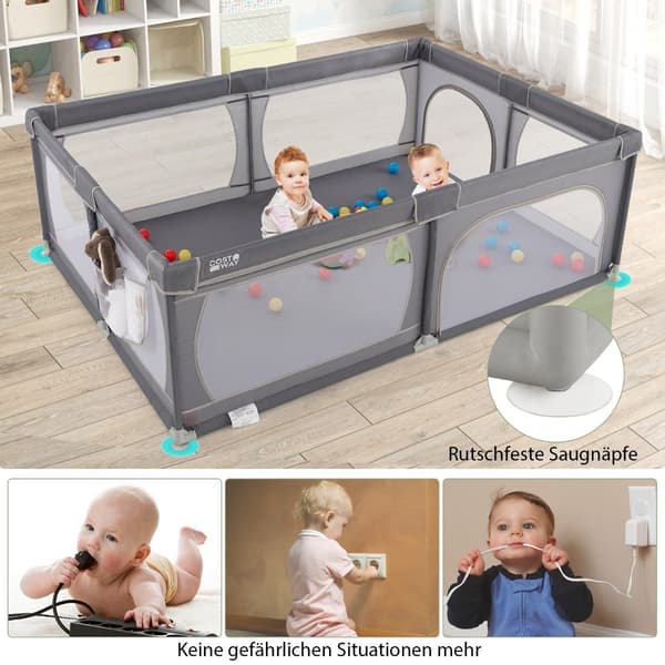 Babykravlegård med 50 bolde, 2 døre, åndbart mesh