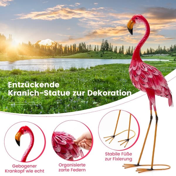 Flamingo trädgårdsstatyer set, metall, 2 delar, 89 cm