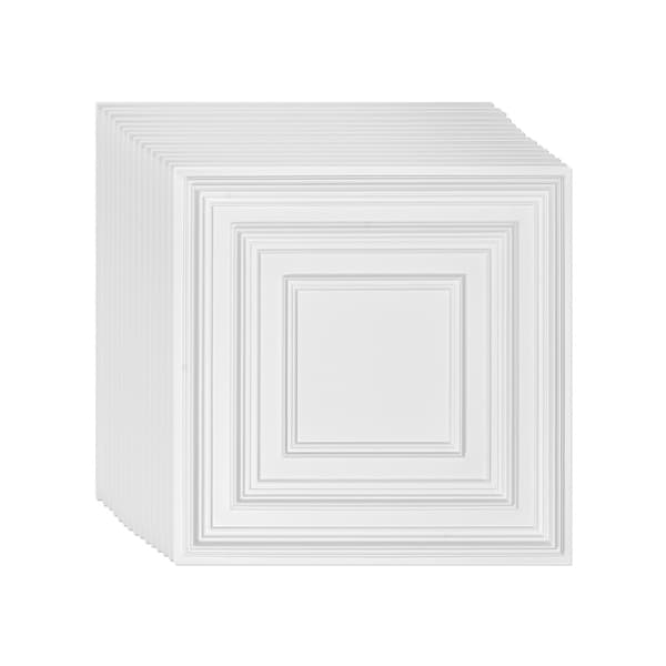Loftplader 12-pak, 24x24 PVC, hvidt stiftmønster