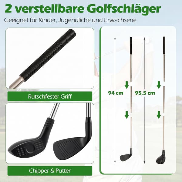 Golfchipset, 180x180 cm matta, 24 bollar, inomhus/utomhus
