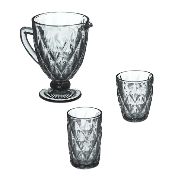 Set med 7 gråa glas