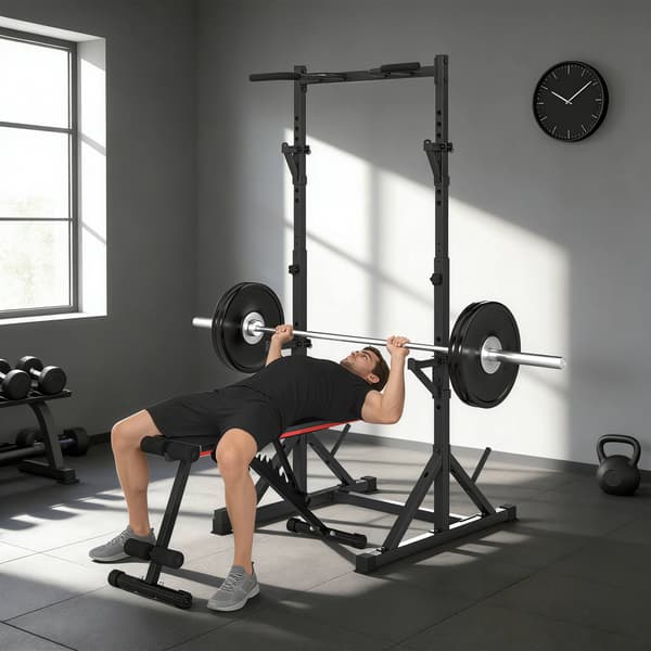 Justerbar knäböjsställning med pull-up-stång, 200 kg, svart