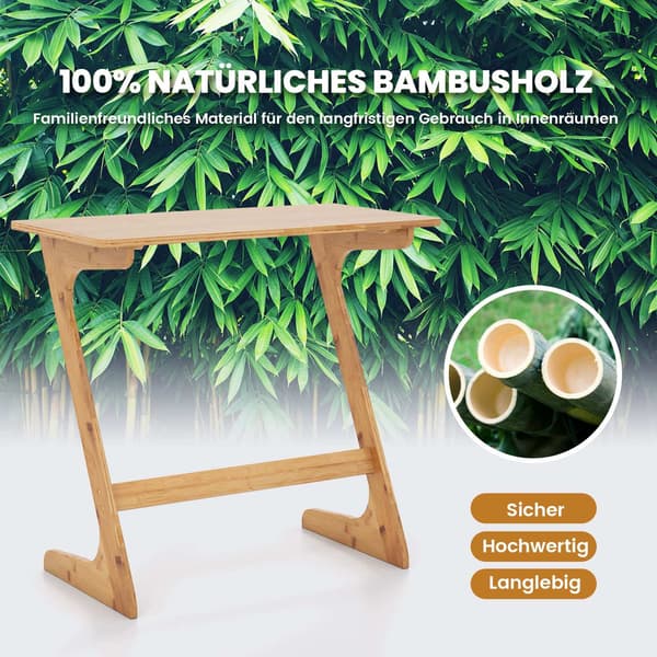 Z-formet bambus sidebord – Pladsbesparende sofabord