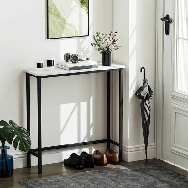 Slankt konsolbord, marmorlook-plade, 24 cm dybde