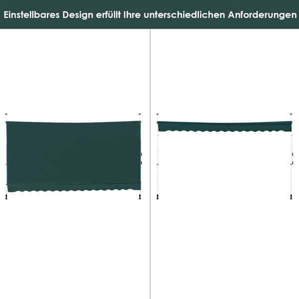 Udtrækkelig balkonmarkise, 400 cm, UV-resistent, grøn