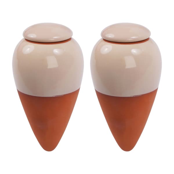 Leravattenkoner med lock, 350 ml, set om 2 - Beige