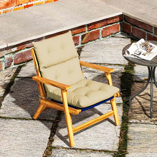 Sædehynde, 115x56 cm stolehynde med bindebånd, ryglæn, 10 cm tyk polstring, vandafvisende sædehynde til hjem, have, kontor, stole, beige