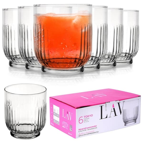 Sæt med 6 glas, 300 ml, tykt glas til drinks
