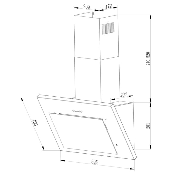 Elegant køkkenemhætte 60 cm Berdsen BT-215 sort