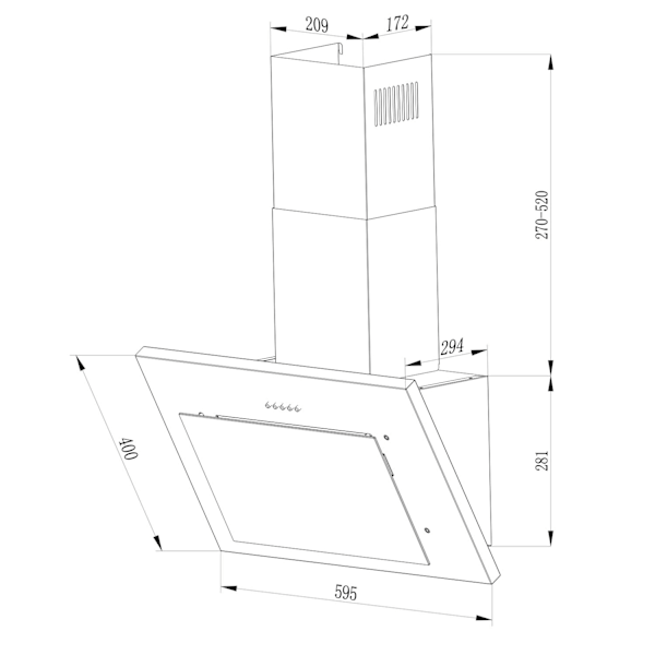 Tyylikäs liesituuletin 60 cm Berdsen BT-215 musta