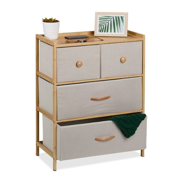 Bureau i bambus 4 skuffer