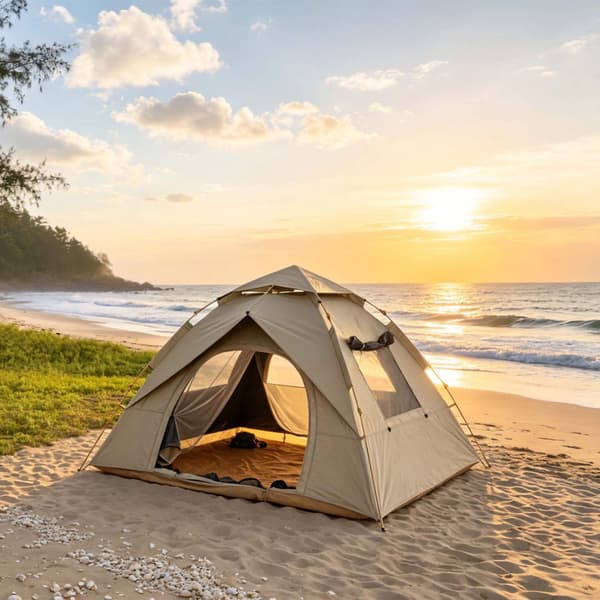 Pop-up campingtält för 3–4 personer med mörkläggningsfoder