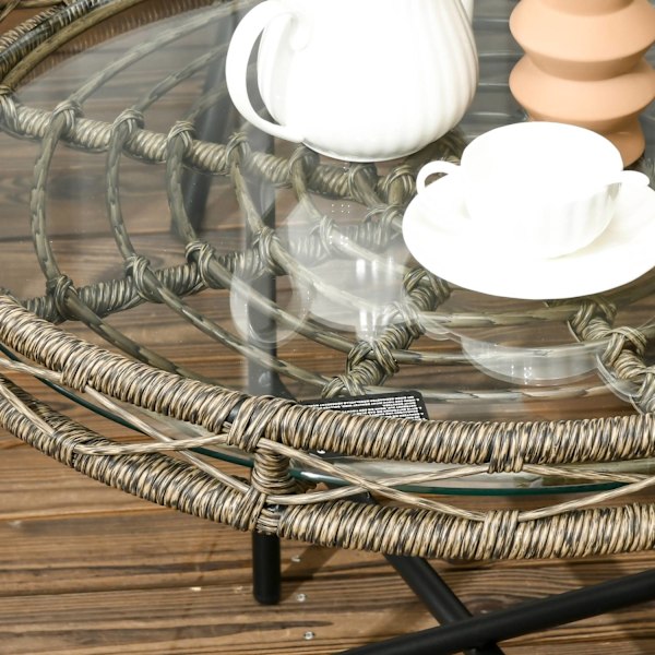 Havemøbelsæt 5 stk siddesæt i rattan med hynder 2 lænestole 2 sofaborde 1 dobbeltsofa Balkonmøbler i boho-stil til 4 personer aluminiumsbrun