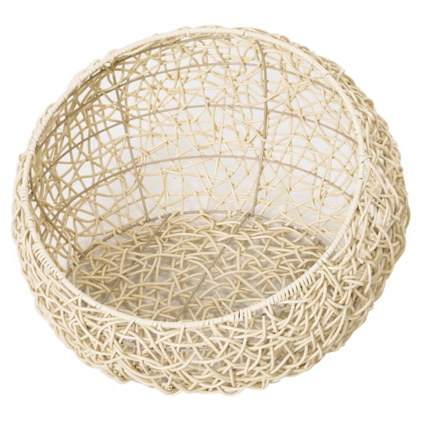 Katteseng Lavet Af Rattan Komfortabel Kattehule Med Pude, Kattekurv & Hundeseng, Beige, Ø56X35Cm