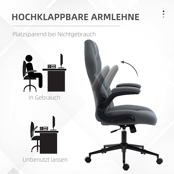 Kontorsstol, Ergonomisk Skrivbordsstol, Datorstol Med Vippfunktion, Justerbara Armstöd, Snurrstol Med Mjuk Dyna