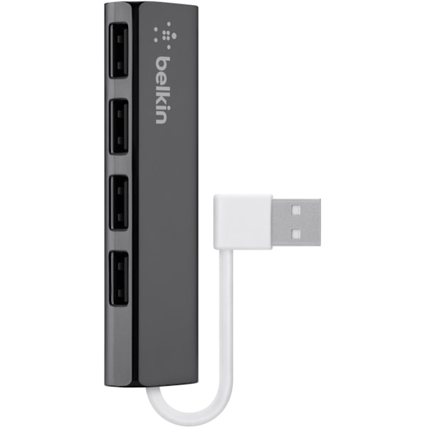 Belkin 4-Port Slim Travel USB Hub - 4-porttinen USB 2.0-hubi, musta