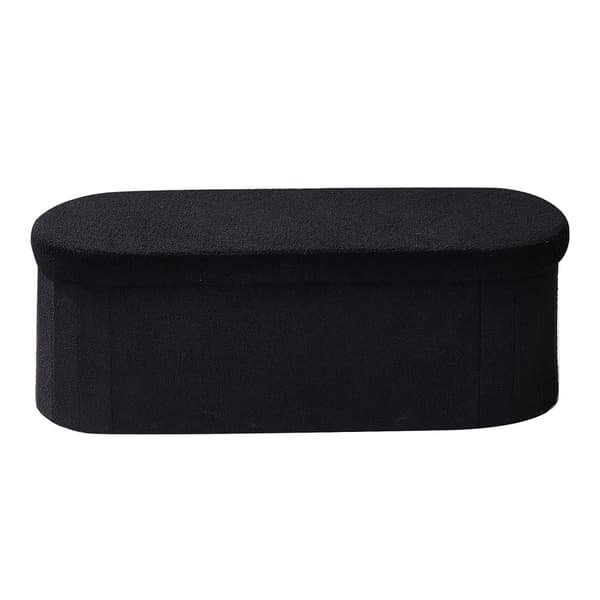 Oval bænk med opbevaring, foldbar teddyfleece, 280 kg