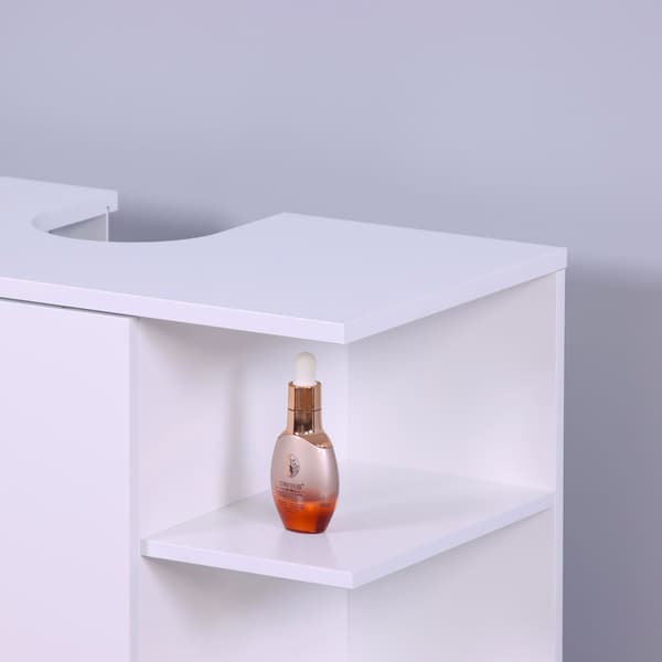 Håndvaskskab med dør og 6 åbne hylder, MDF